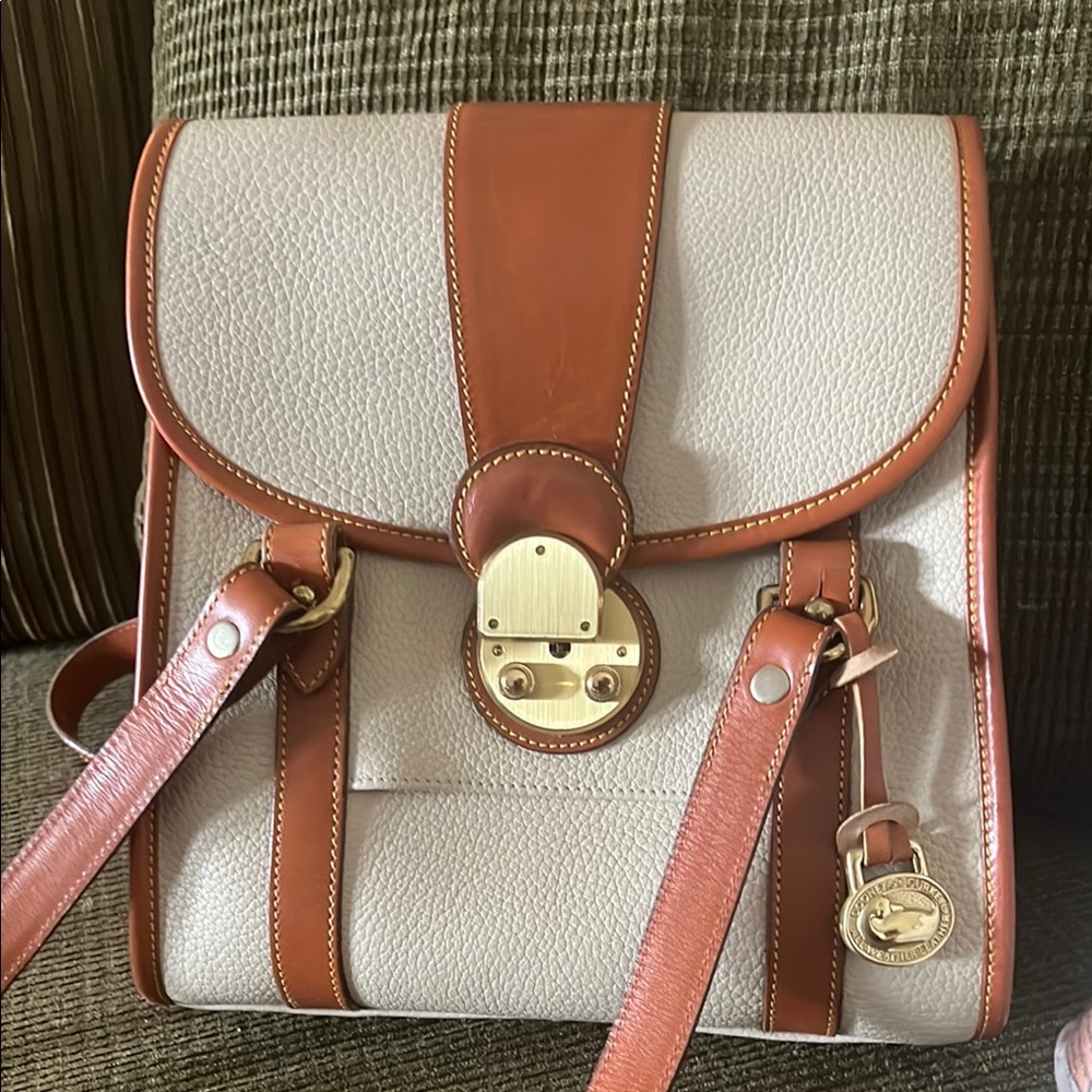 Elegant Tan and Cream Leather Backpack